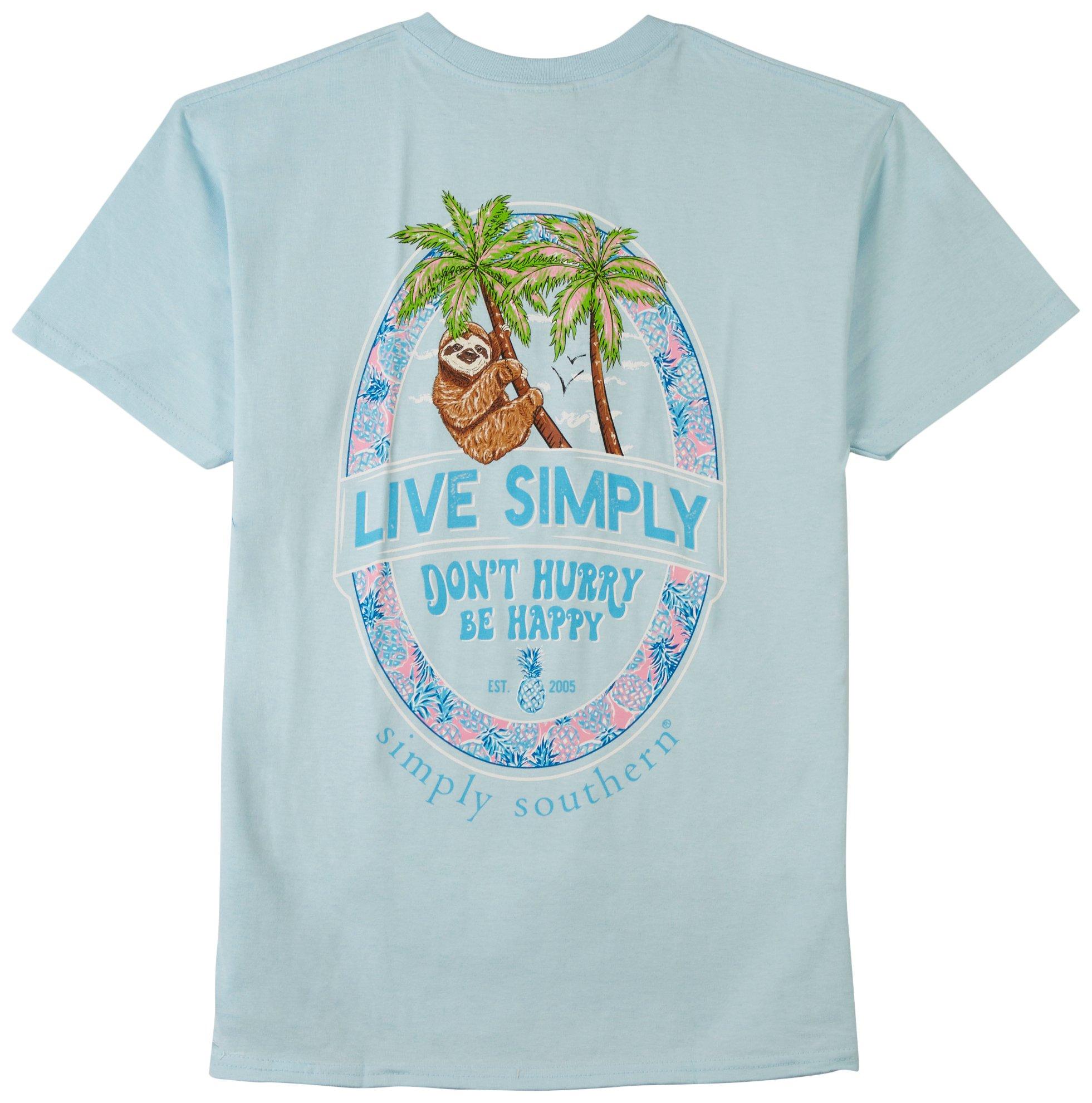 Big Girls Sloth Palm Tree Short Sleeve T-Shirt