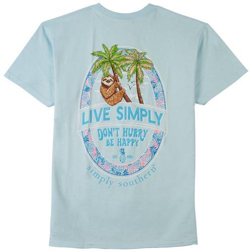 Big Girls Sloth Palm Tree Short Sleeve T-Shirt