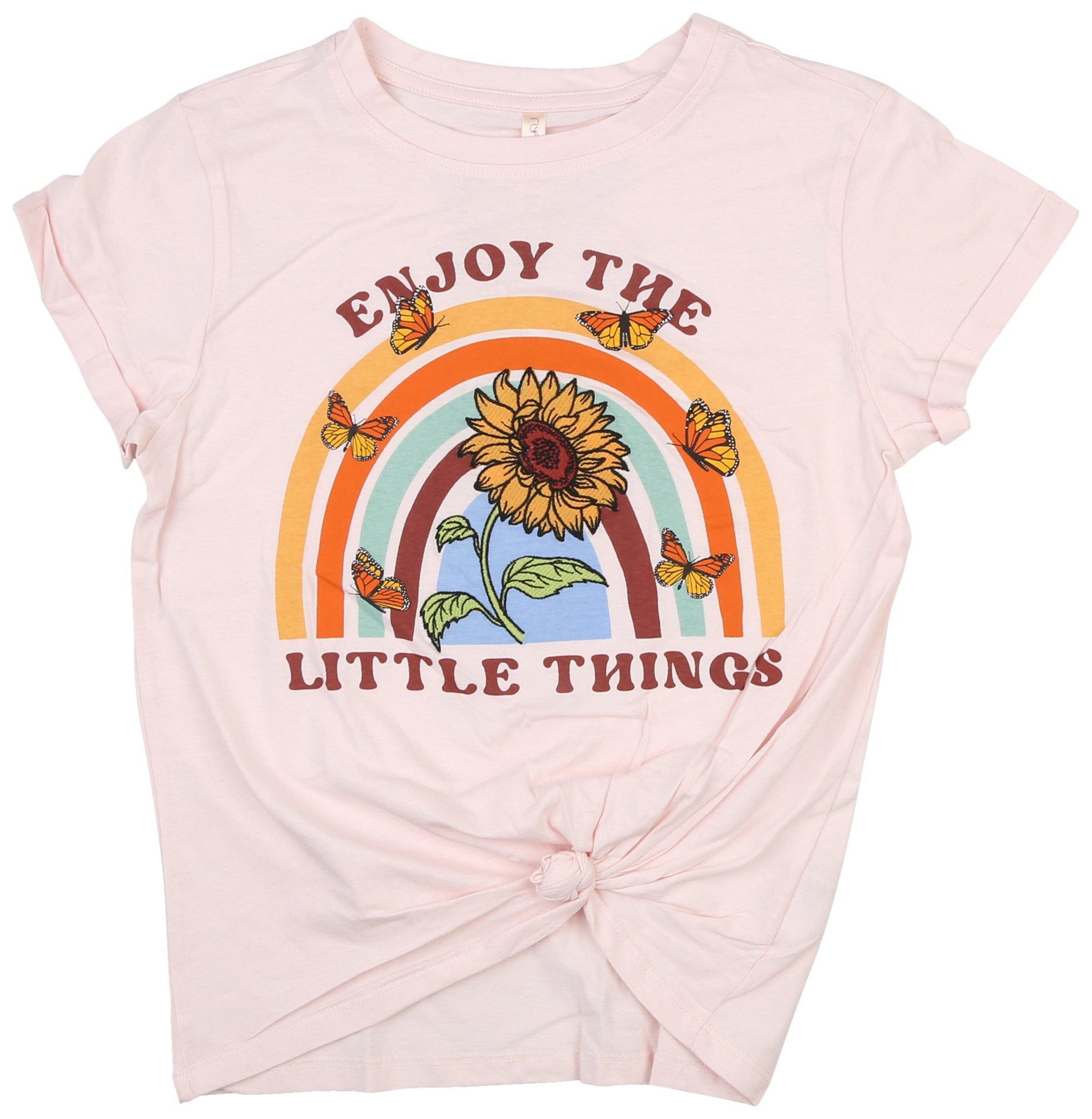 Big Girls Sunflower Screen Print Short Sleeve T-shirt