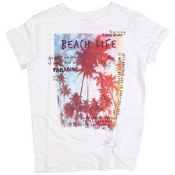 Little Girls Beach Life Knot Hem Short Sleeve T-Shirt