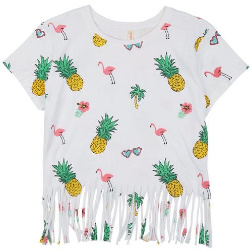 Big Girls Tropical Fringe Short Sleeve T-shirt