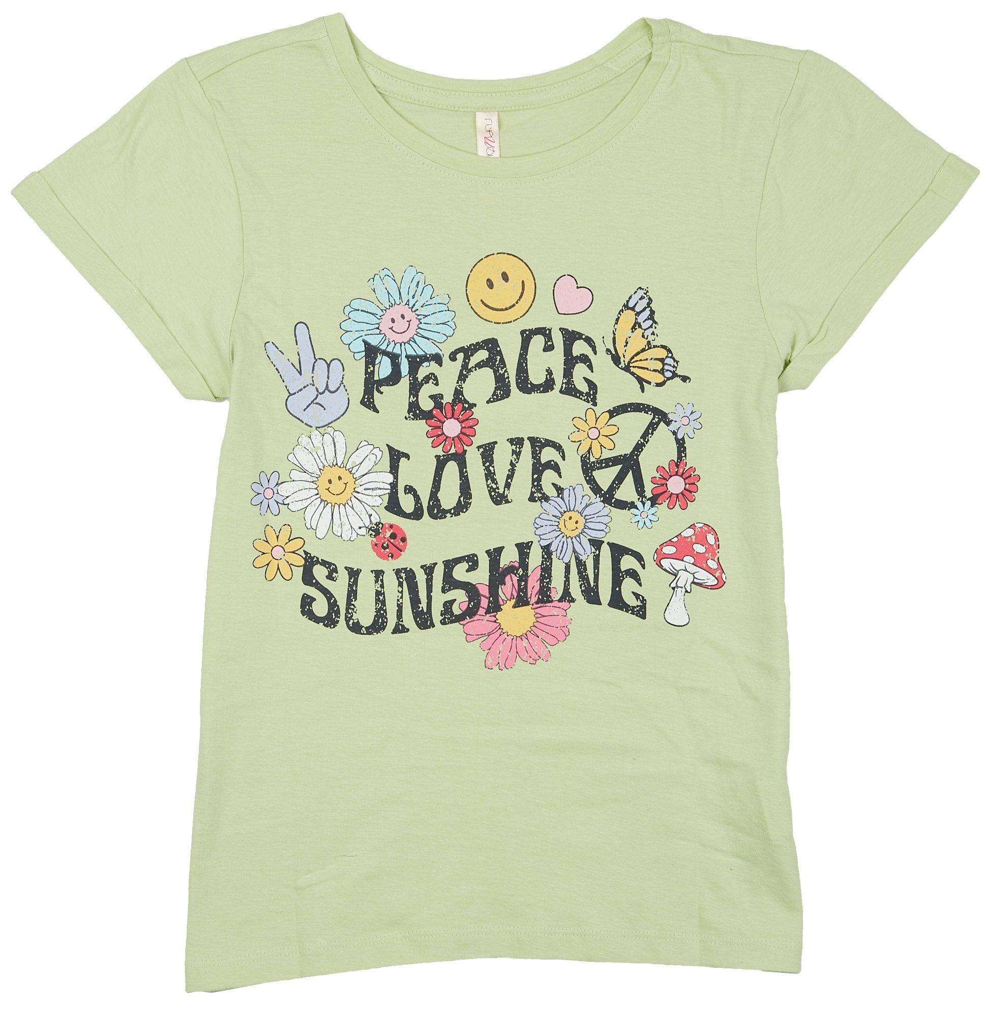 Big Girls Peace Love Sunshine Screen Short Sleeve T-shirt