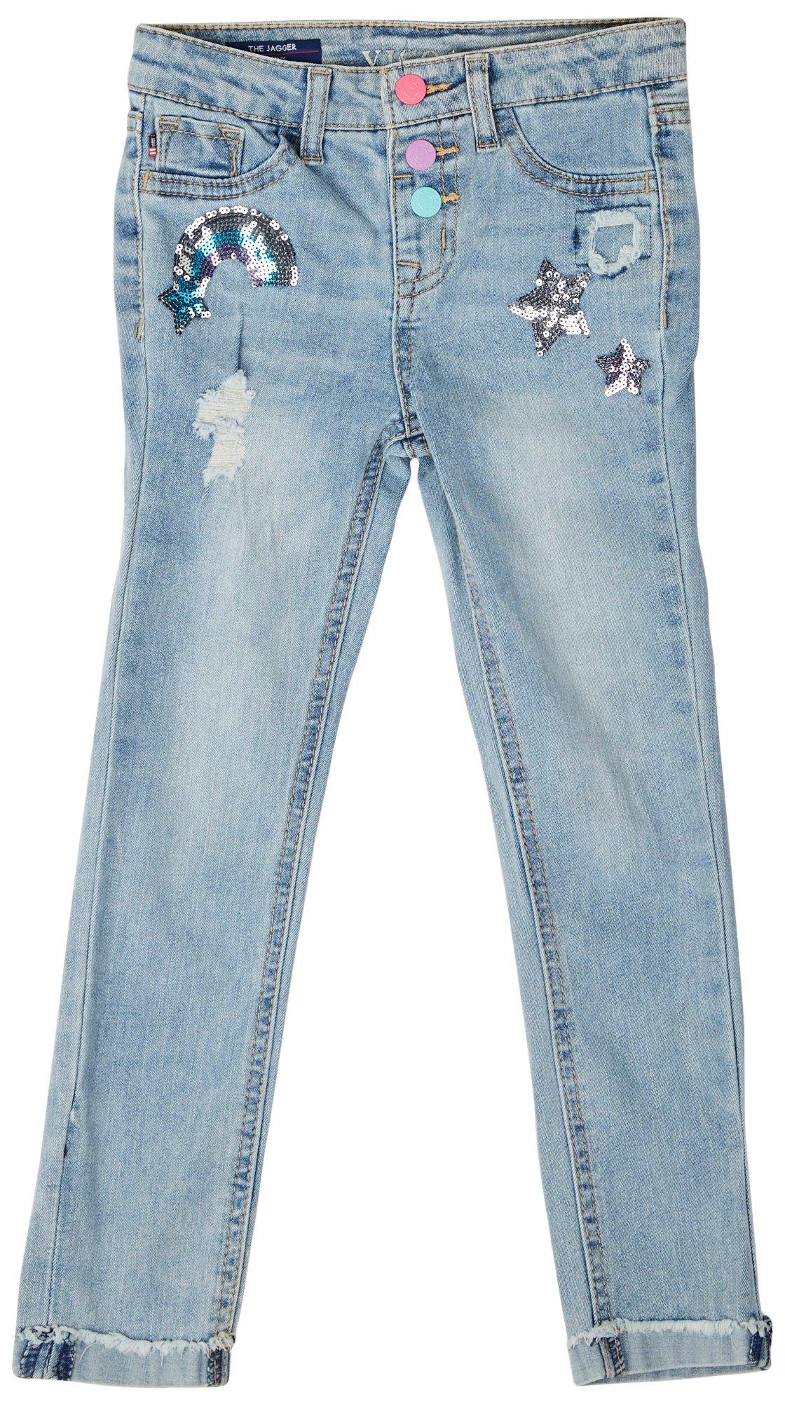 Little Girls  Regular Rise Distressed Denim Jeans
