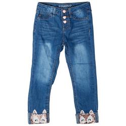 Little Girls fox Cuff sequence Skinny Denim Jeans