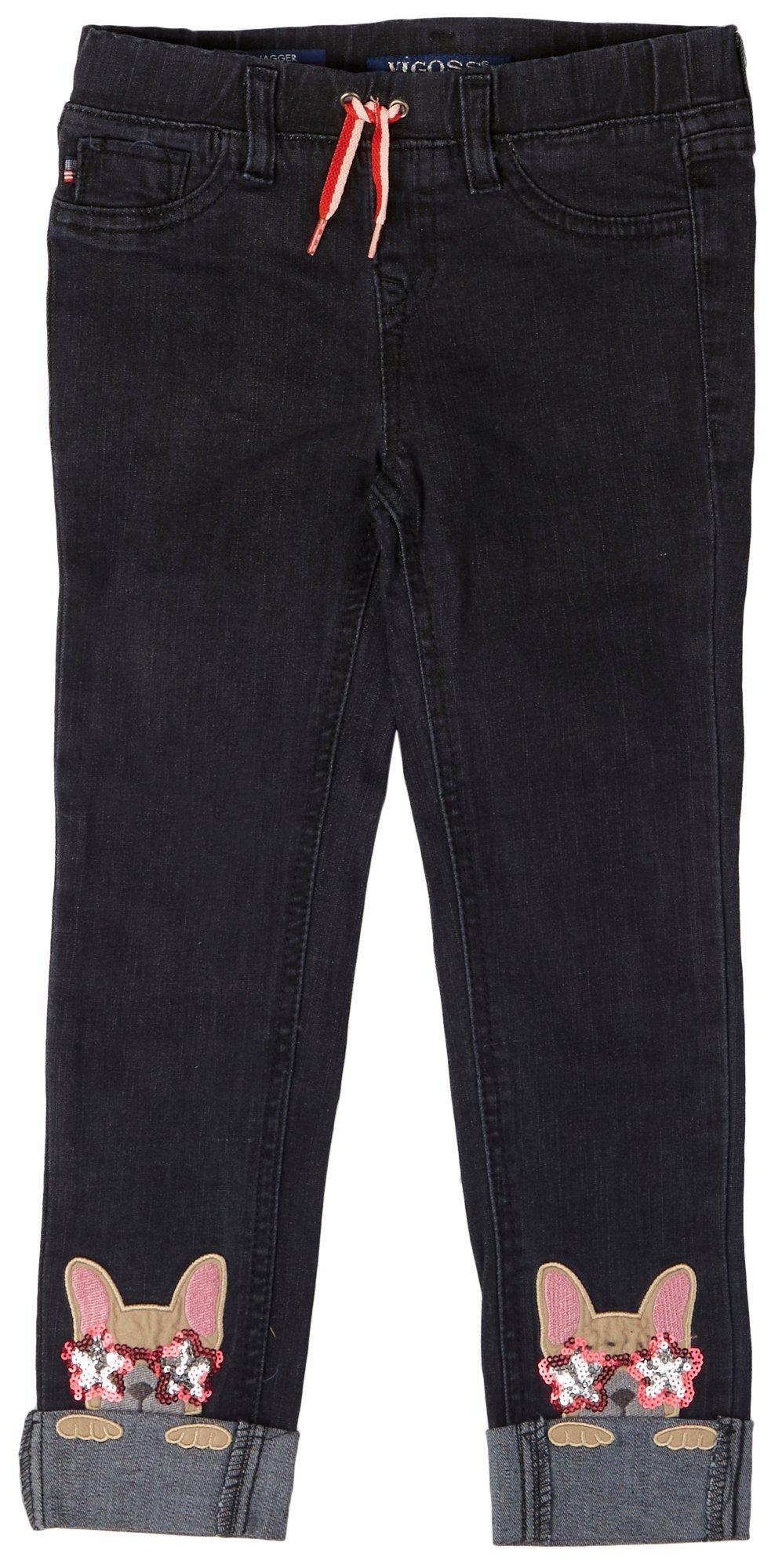 Little Girls Dog Cuff Skinny Denim Jeans