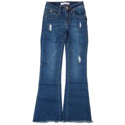 YMI Big Girls Fray Hem Flared Denim Jeans