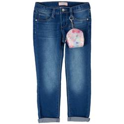 Little Girls Denim Jeans & Sequin Backpack Keychain