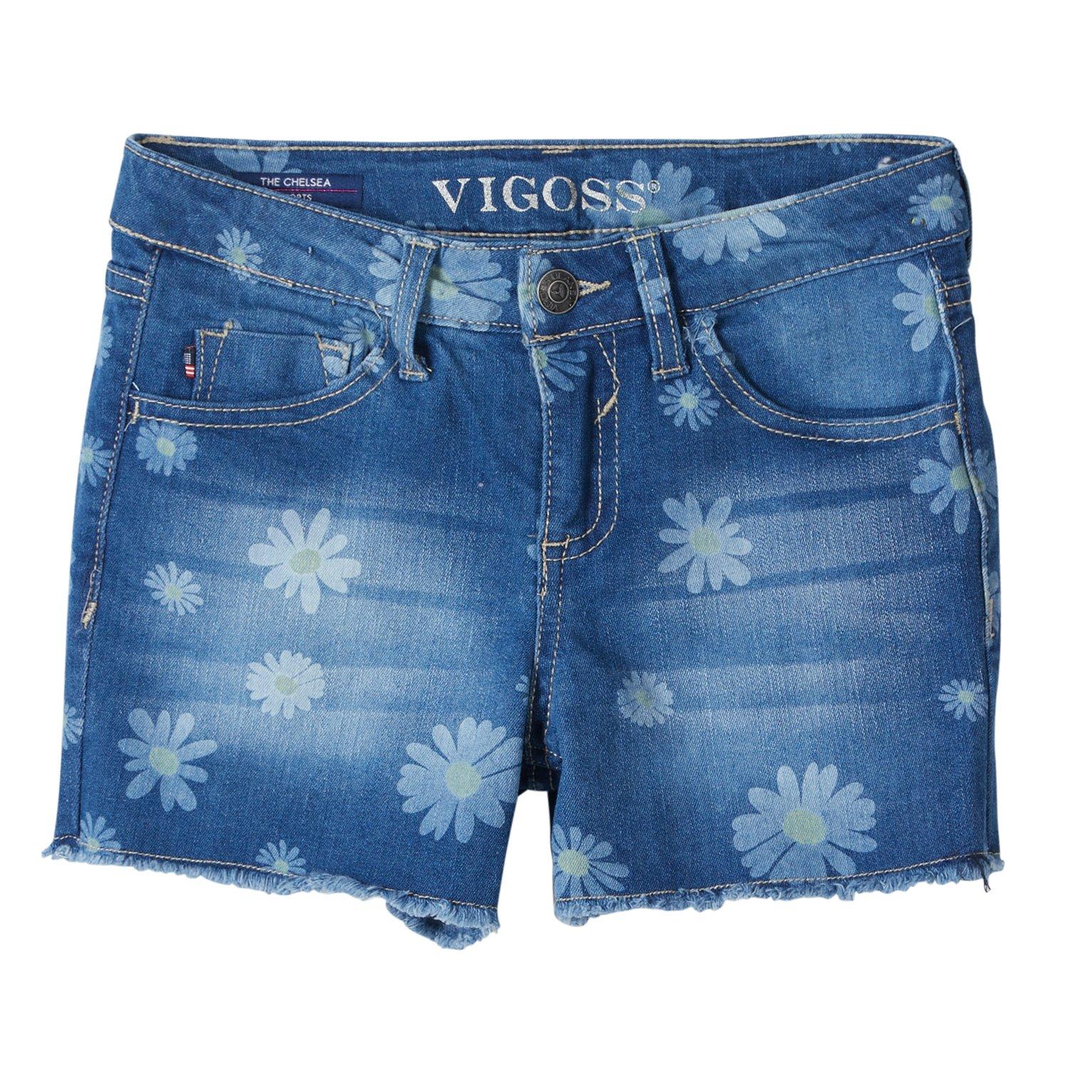 Vigoss Big Girls Floral Fray Hem Denim Shorts