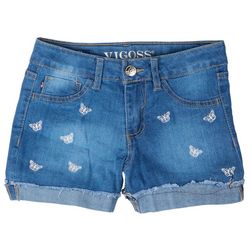Vigoss Big Girls  Embroidered Butterfly Denim Shorts