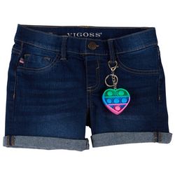 Vigoss Big Girls Denim Shorts & Heart Bubble Pop Keychain
