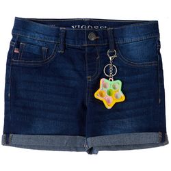 Vigoss Little Girls Denim Shorts & Star Bubble Pop Keychain