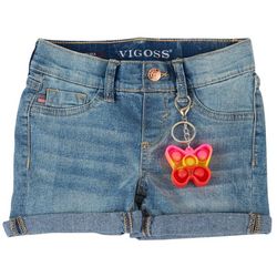 Vigoss Little Girls Denim Shorts & Butterfly Bubble Keychain