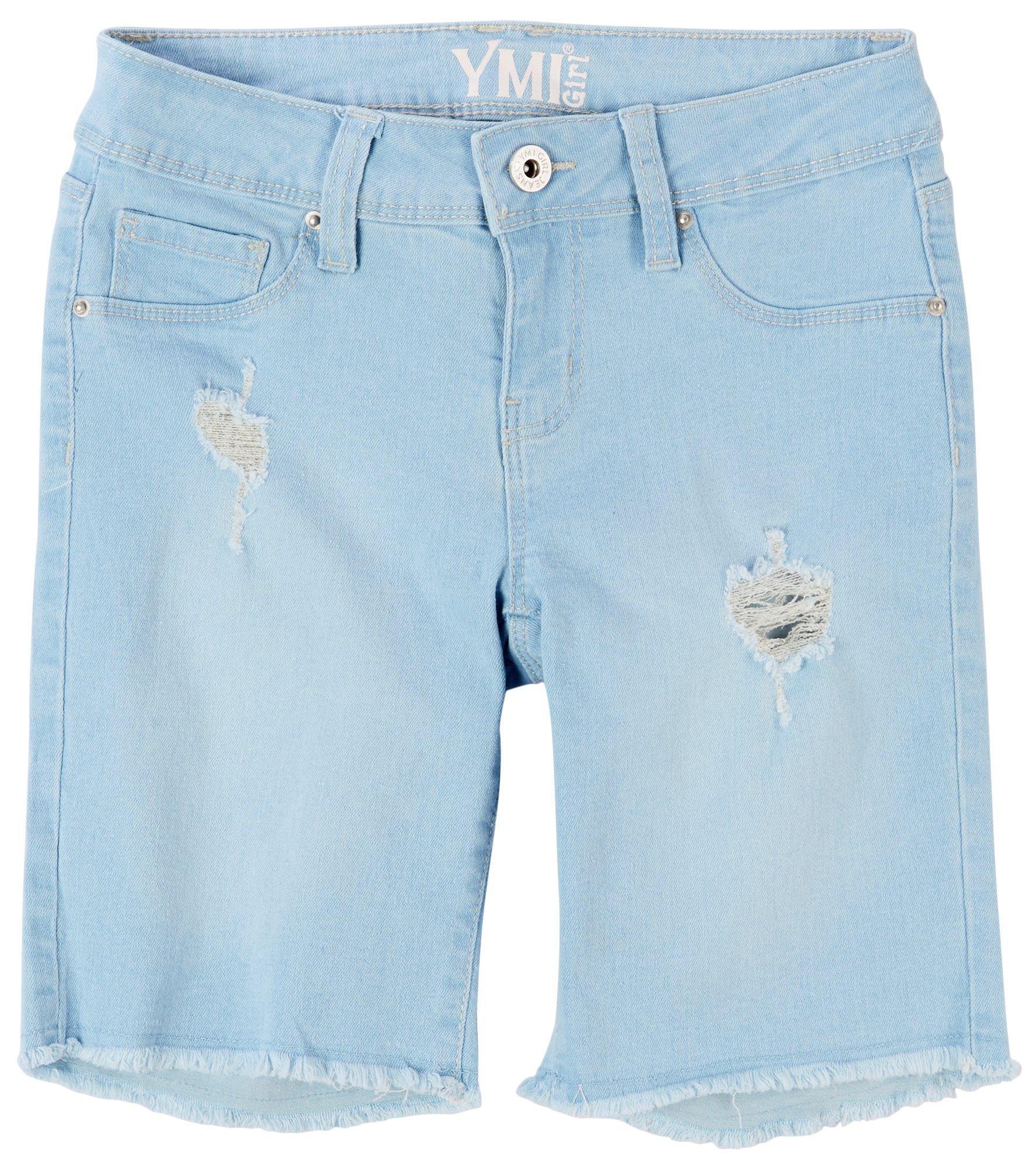 YMI Big Girls Fray Hem Destressed Bermuda Shorts