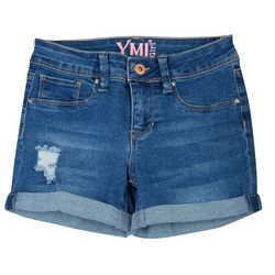 YMI Big Girls Destructed Roll Cuff Denim Shorts