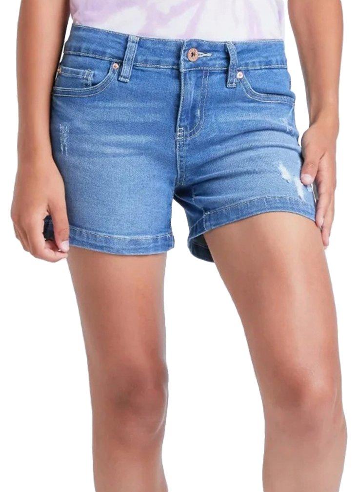 YMI Big Girls Basic 5 Pocket Distressed Side Denim Shorts