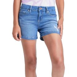 Big Girls Basic 5 Pocket Distressed Side Denim Shorts