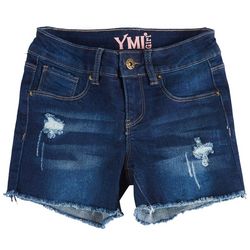 YMI Big Girls Whiskered Distressed Denim Shorts