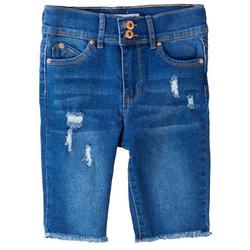 Little Girls Double Button Fray Hem Denim Jeans