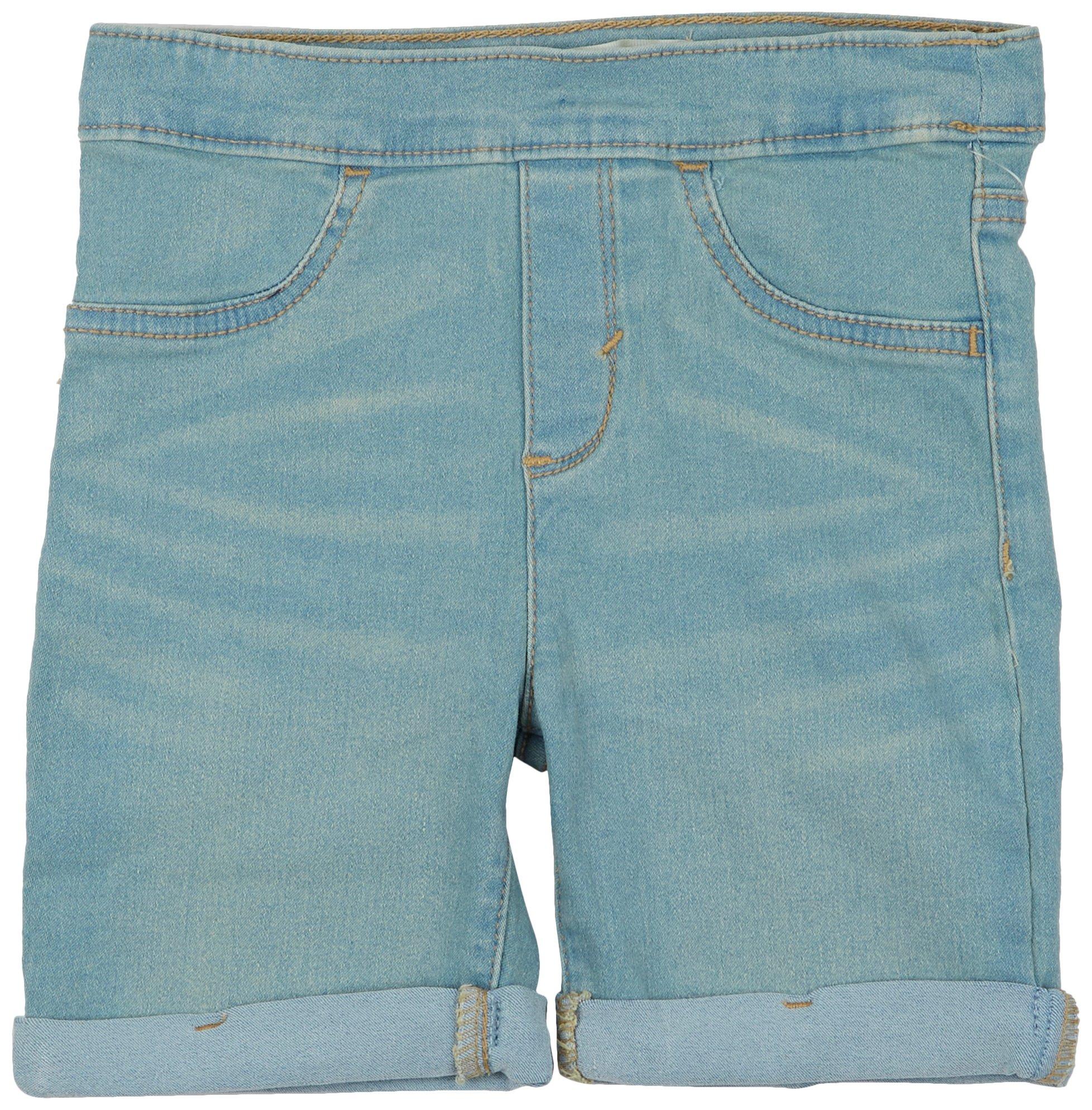 Jordache Girls Midi Destructed Jeans Short- Blue Denim