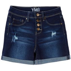 YMI Big Girls Button Fly Destructed Denim Shorts