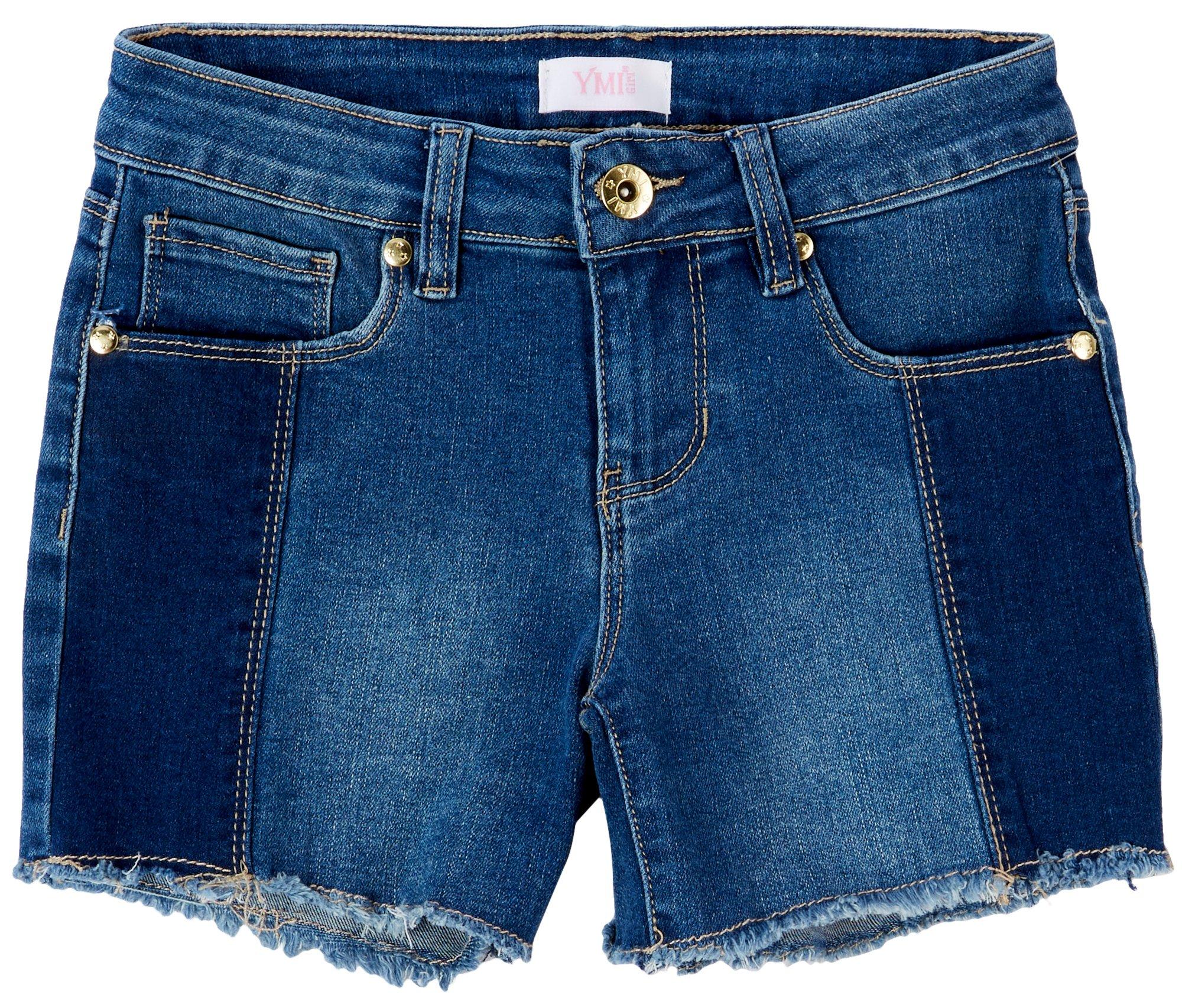 Big Girls Colorblocked Fray Hem Denim Shorts