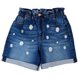 Jordache Big Girls Embroidered Daisy Denim Shorts