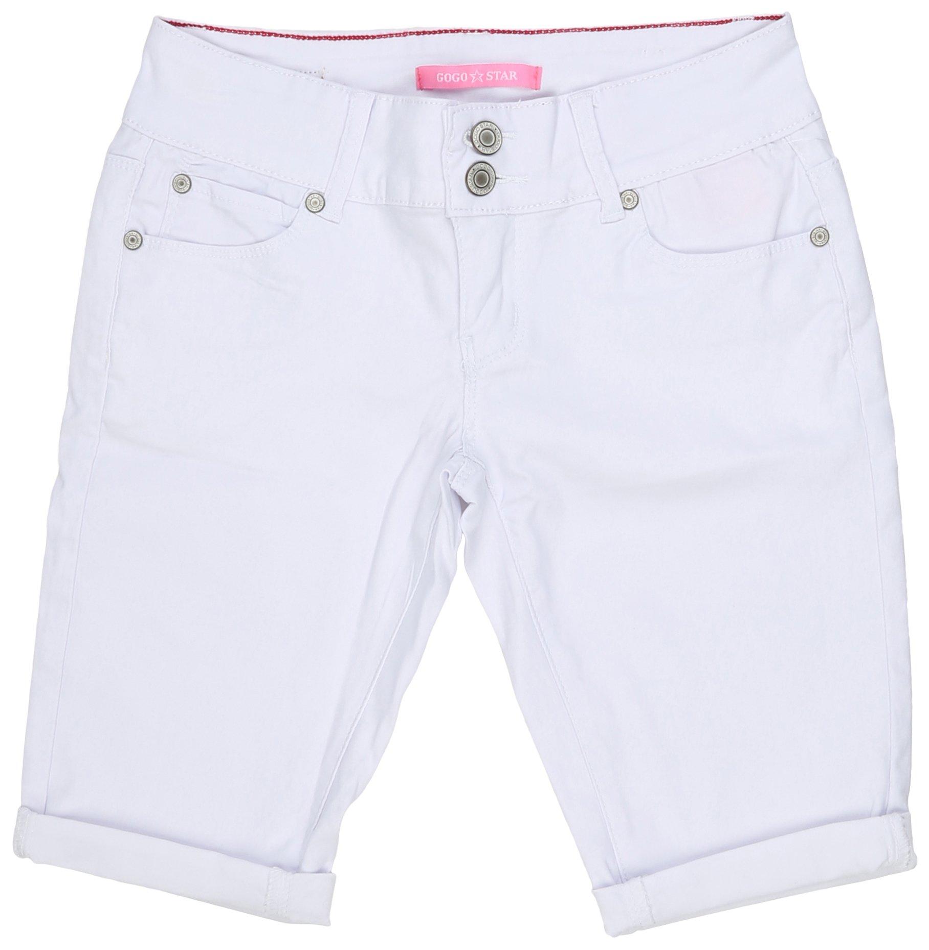 GOGO STAR Big Girls 2 Button White Bermuda Shorts