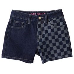 GOGO STAR Big Girls Black Grey Checkered Shorts