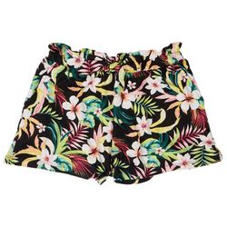 Full Circle Trends Big Girls Tropical Tie Front Shorts