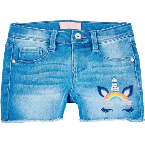 Squeeze Little Girls Unicorn Fray Hem Denim Shorts