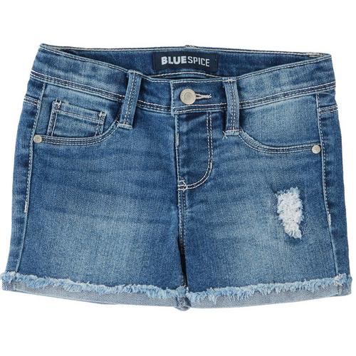 Blue Spice Little Girls Distressed Frayed Denim Shorts