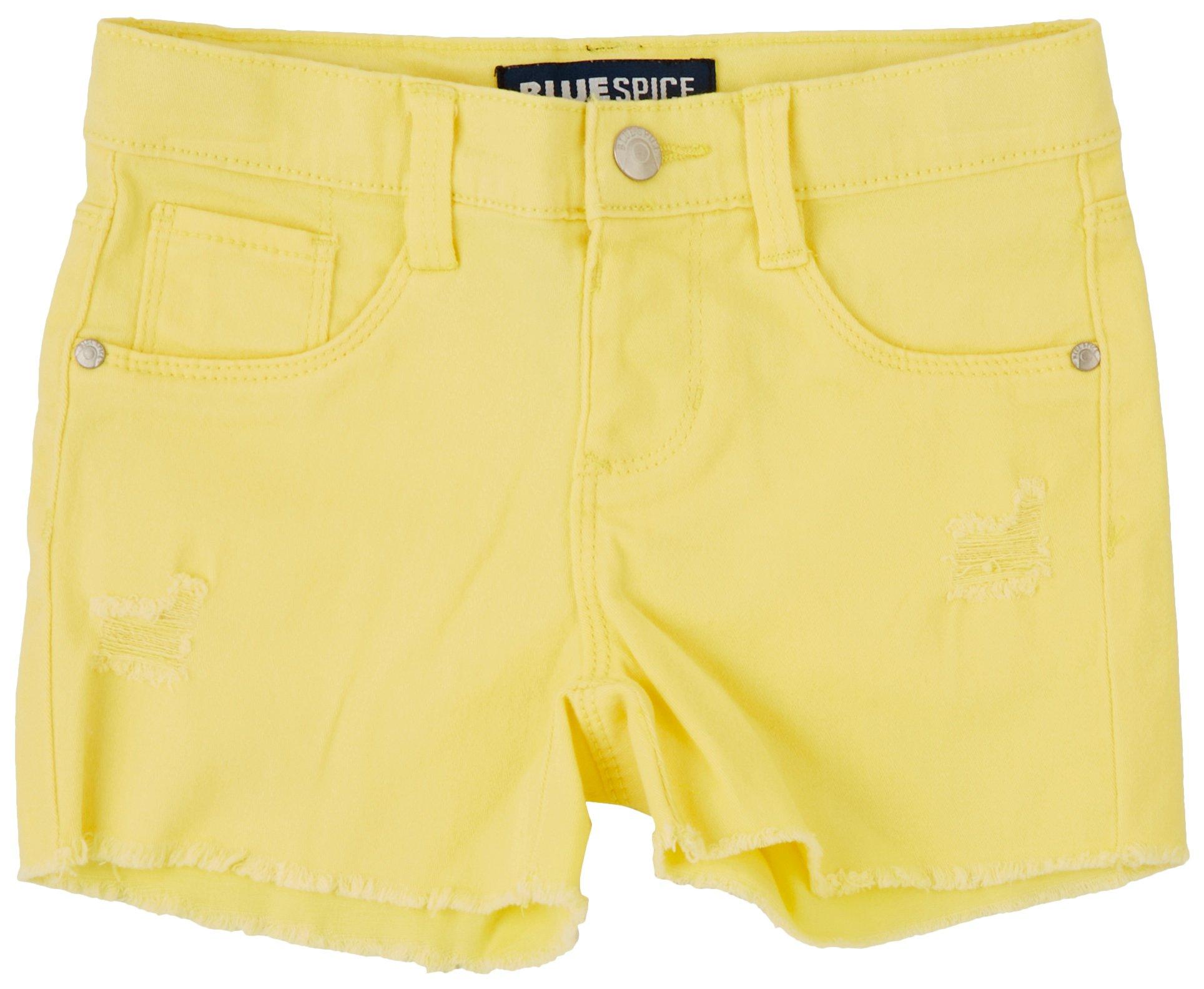 Little Girls Distressed Frayed Twill Shorts