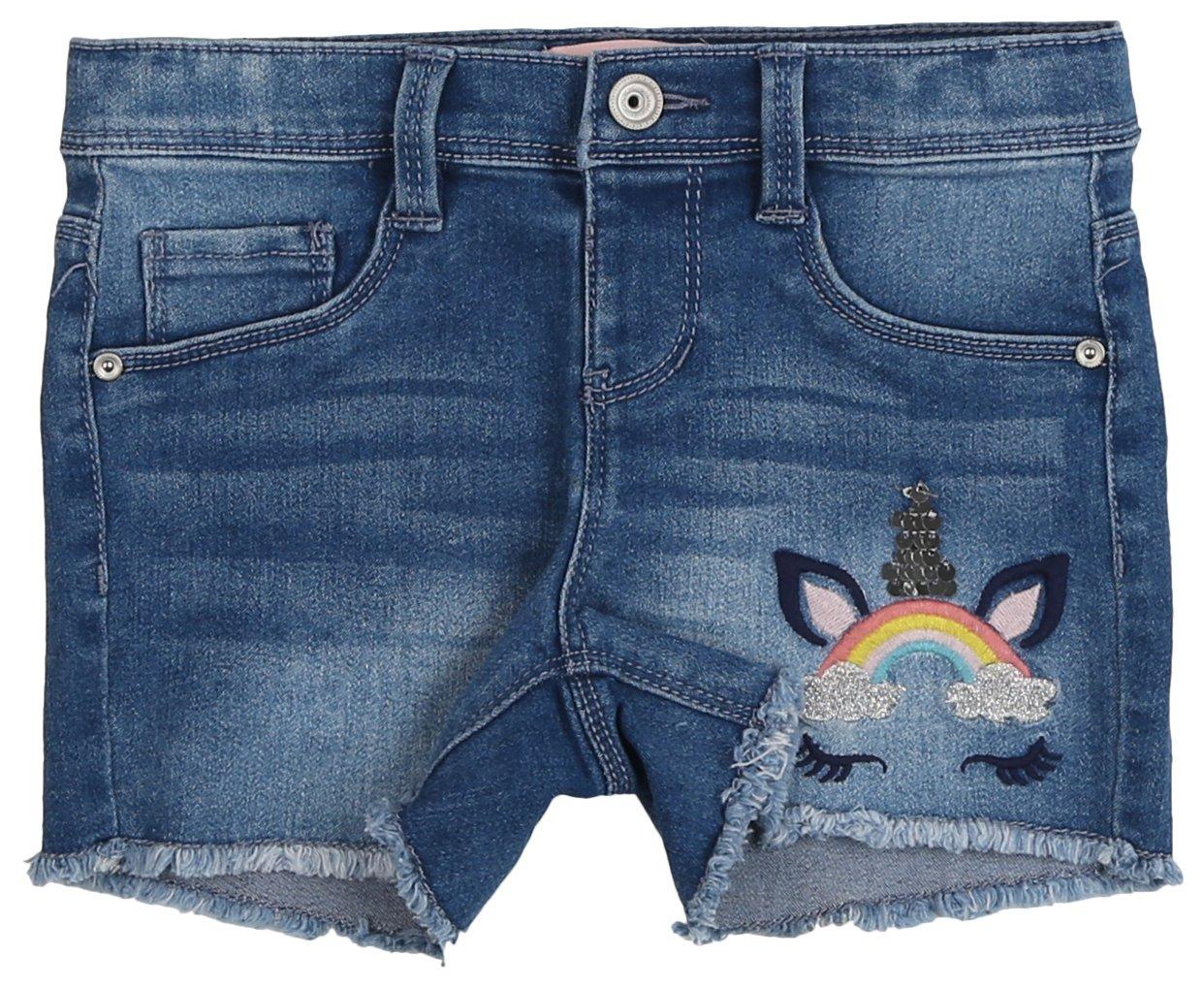 Squeeze Little Girls Unicorn Denim Shorts