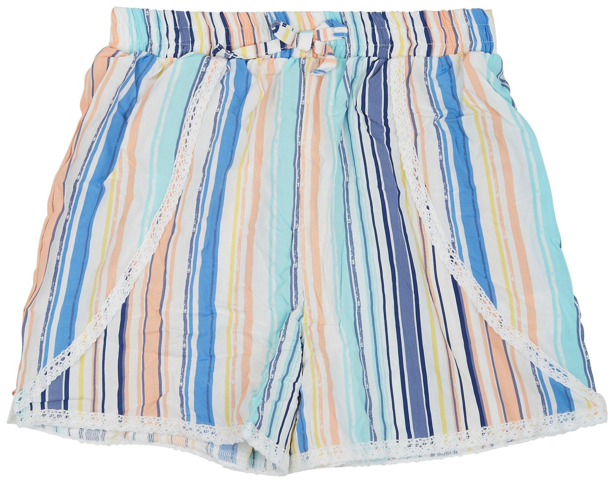 Star Ride Little Girls Woven Striped Shorts