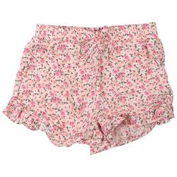 Big Girls Floral Print  Woven Ruffle Shorts