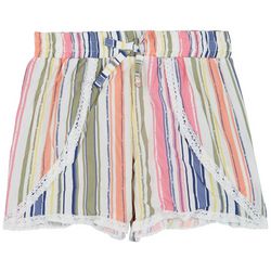 Star Ride Little Girls Striped Woven Shorts