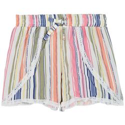 Little Girls Striped Woven Shorts