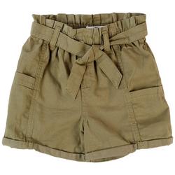 Little Girls Paperbag Belted Twill Shorts