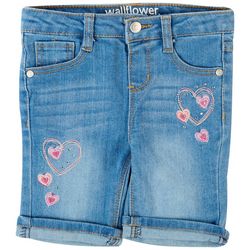 Wallflower Little Girls Heart Roll Cuff Bermuda Shorts
