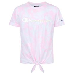 Champion Little Girls Tie Dye Script Logo Tie Front T-Shirt