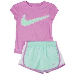 Nike Little Girls 2-pc. Solid Logo Short Set