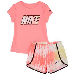 Nike Little Girls 2-pc. Tie Dye Logo Short Set