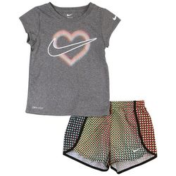 Nike Little Girls 2-pc. Heart Nike Active Short Set