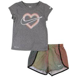 Little Girls 2-pc. Heart Nike Active Short Set