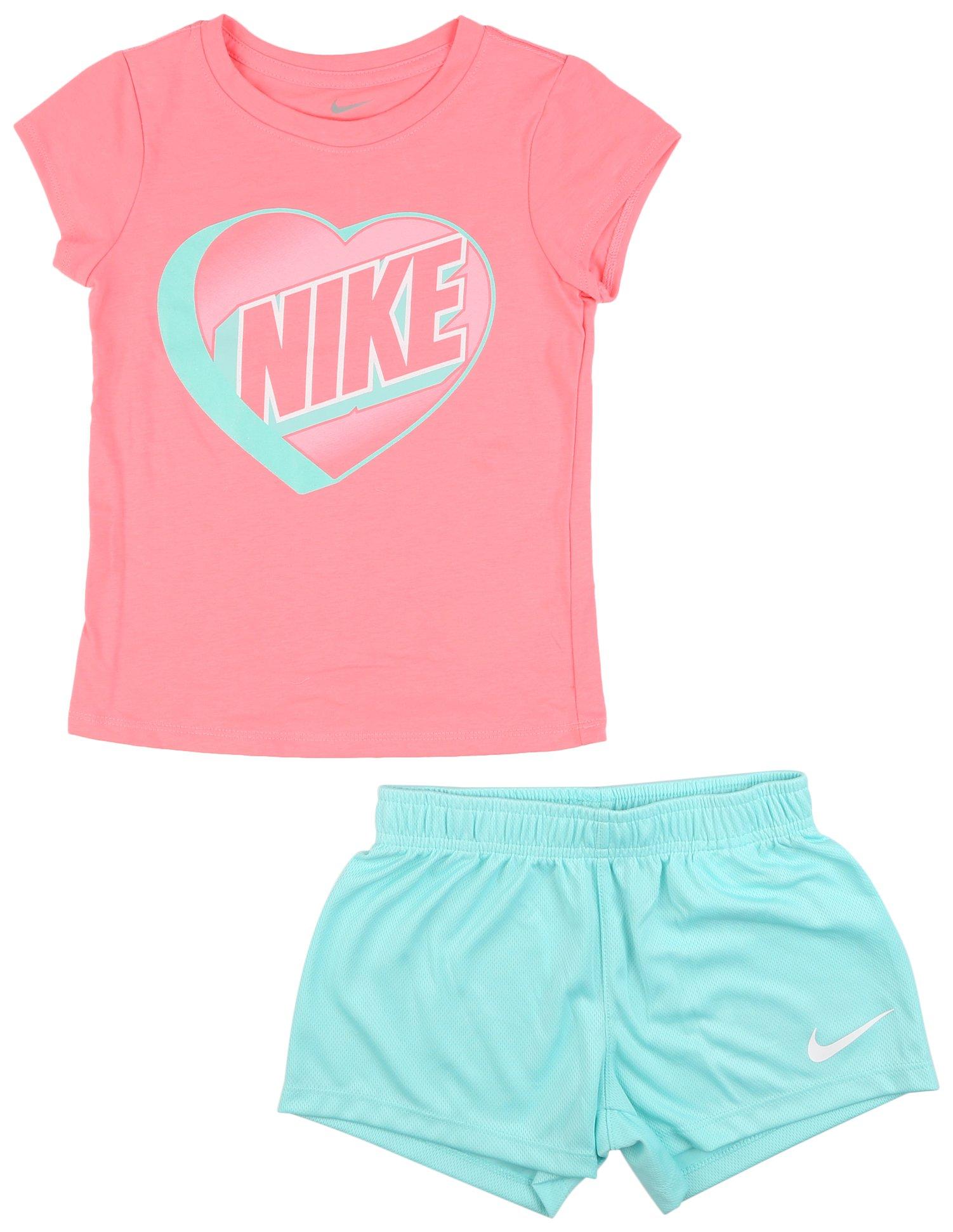 Nike Little Girls 2-pc. Heart Short Sleeve Top Set