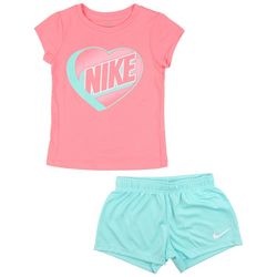 Nike Little Girls 2-pc. Heart Short Sleeve Top Set