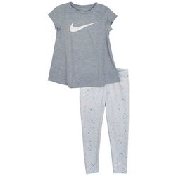 Nike Little Grils 2-pc. Swoosh Pop Short Sleeve pants Set
