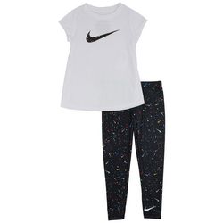 Nike Little Grils 2-pc. Swoosh Short Sleeve pants Set