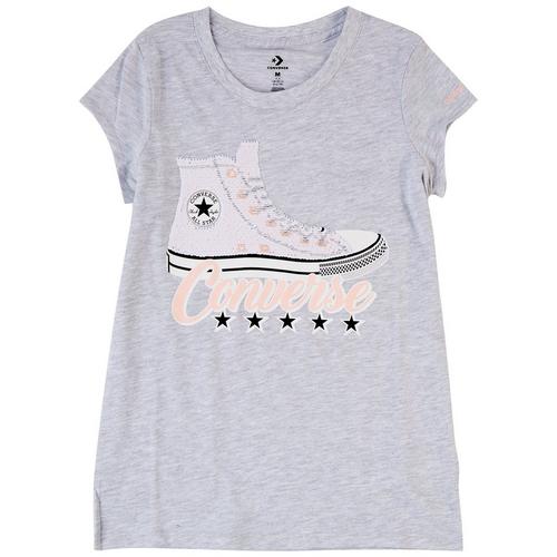 Converse Big Girls Sequin Sneaker Logo T-Shirt
