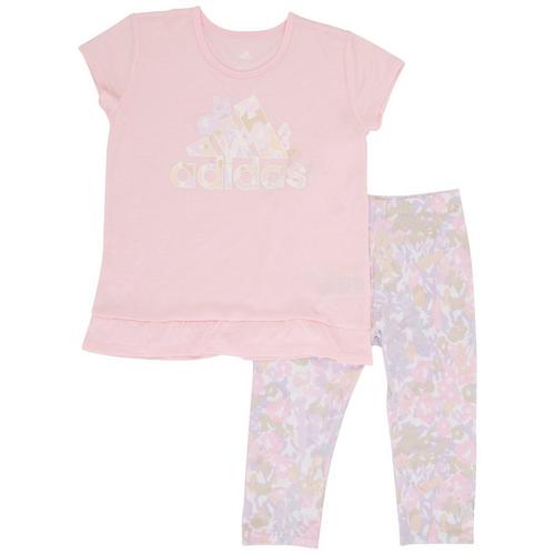 Adidas Little Girls Short Sleeve Camo Print Pajama
